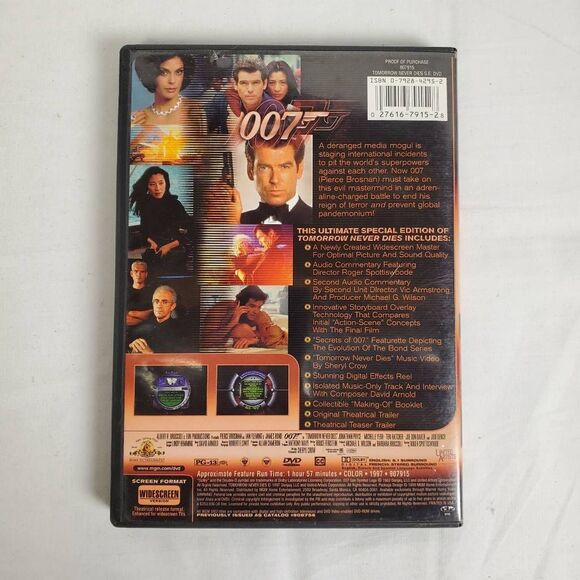 Tomorrow Never Dies (DVD, 1997, Pierce Brosnan, 007 Special Edition) - Picture 3 of 3